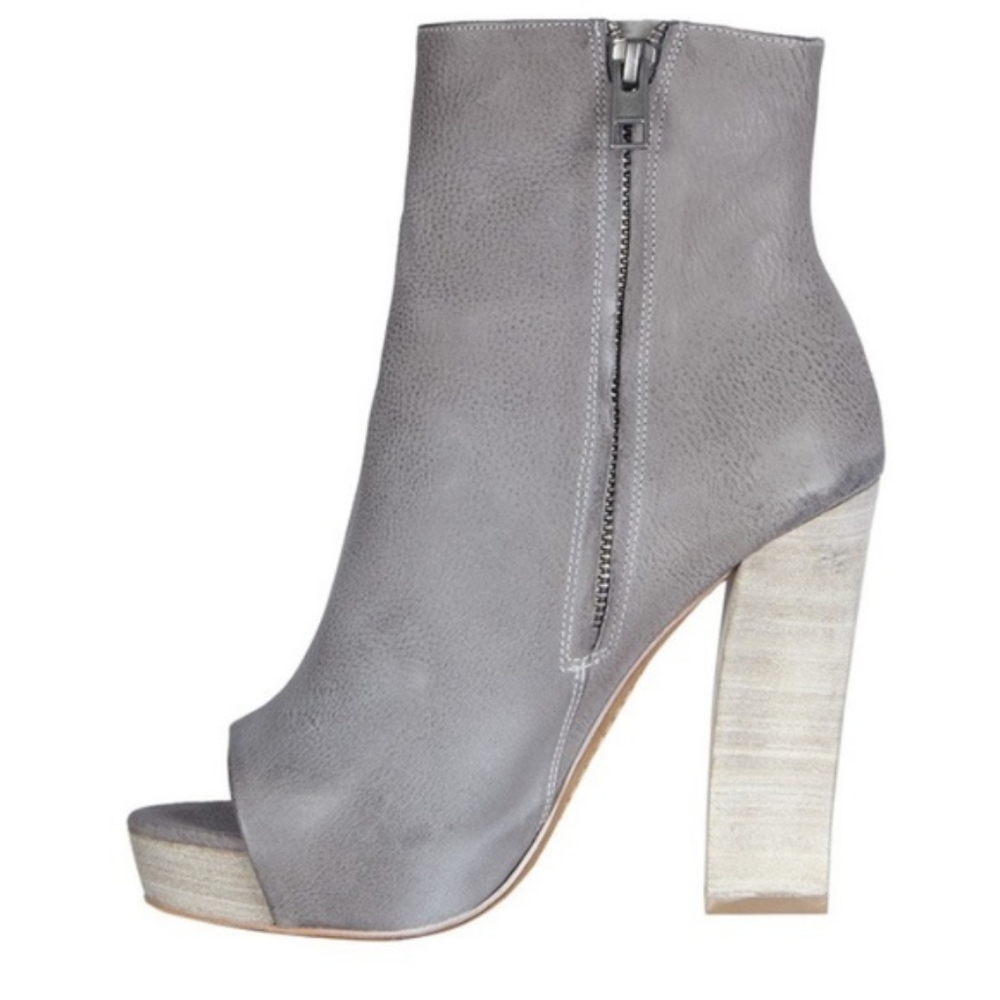 All Saints Gray Platform Open Toe Ankle Boots